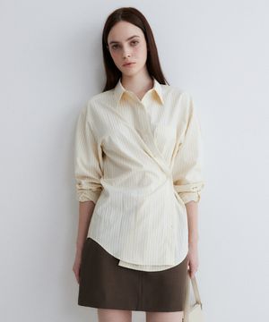 (우먼)스트라이프 클래식 셔츠 옐로우