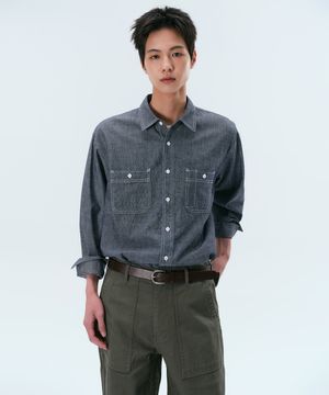 샴브레이 워크 셔츠 [블루]