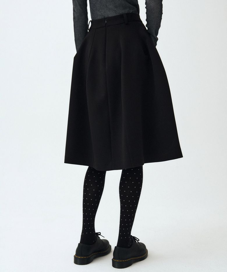 BLACK UNEVEN MIDI SKIRT