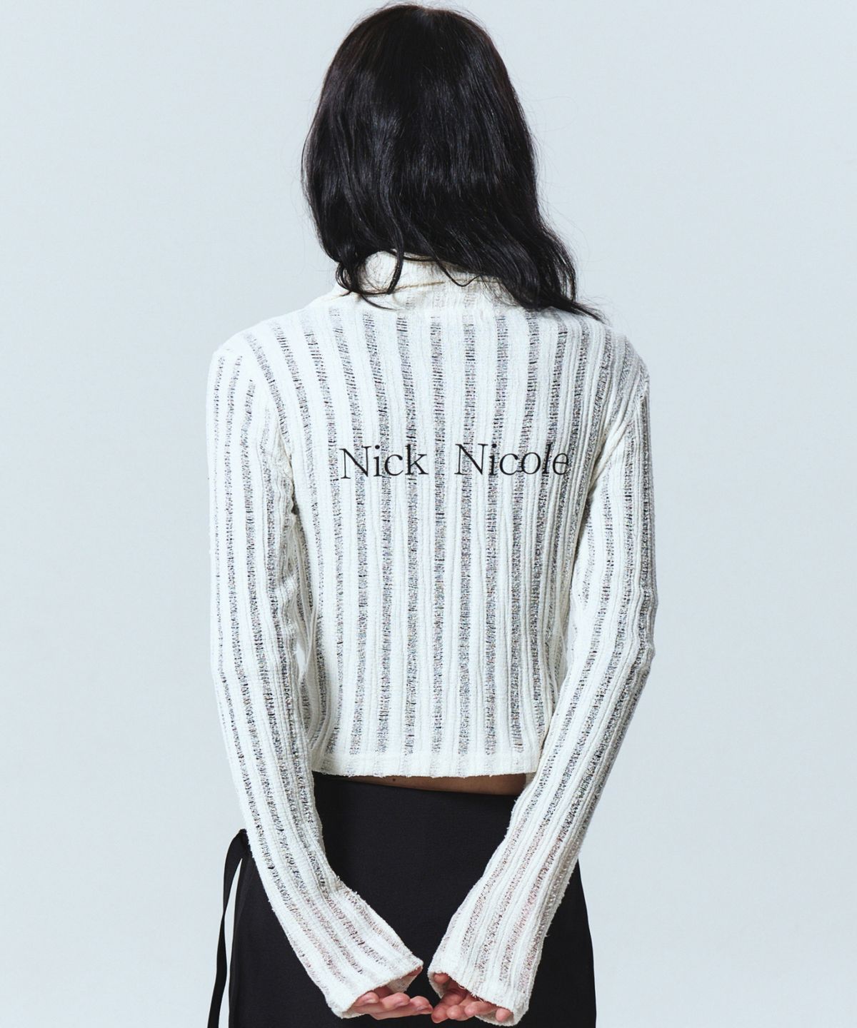 닉앤니콜(NICK&NICOLE) NICOLE DAMAGE KNIT ZIP UP_IVORY