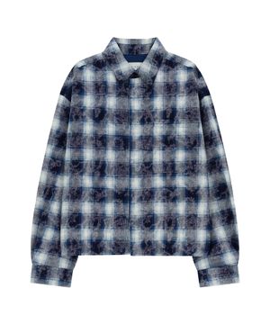 DOUBLE LAYERED BLEACHED CHECK SHIRT (BLUE)