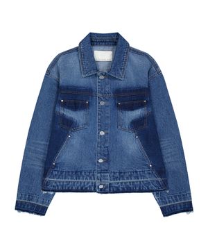 CONTRAST WASH DENIM JACKET (BLUE)