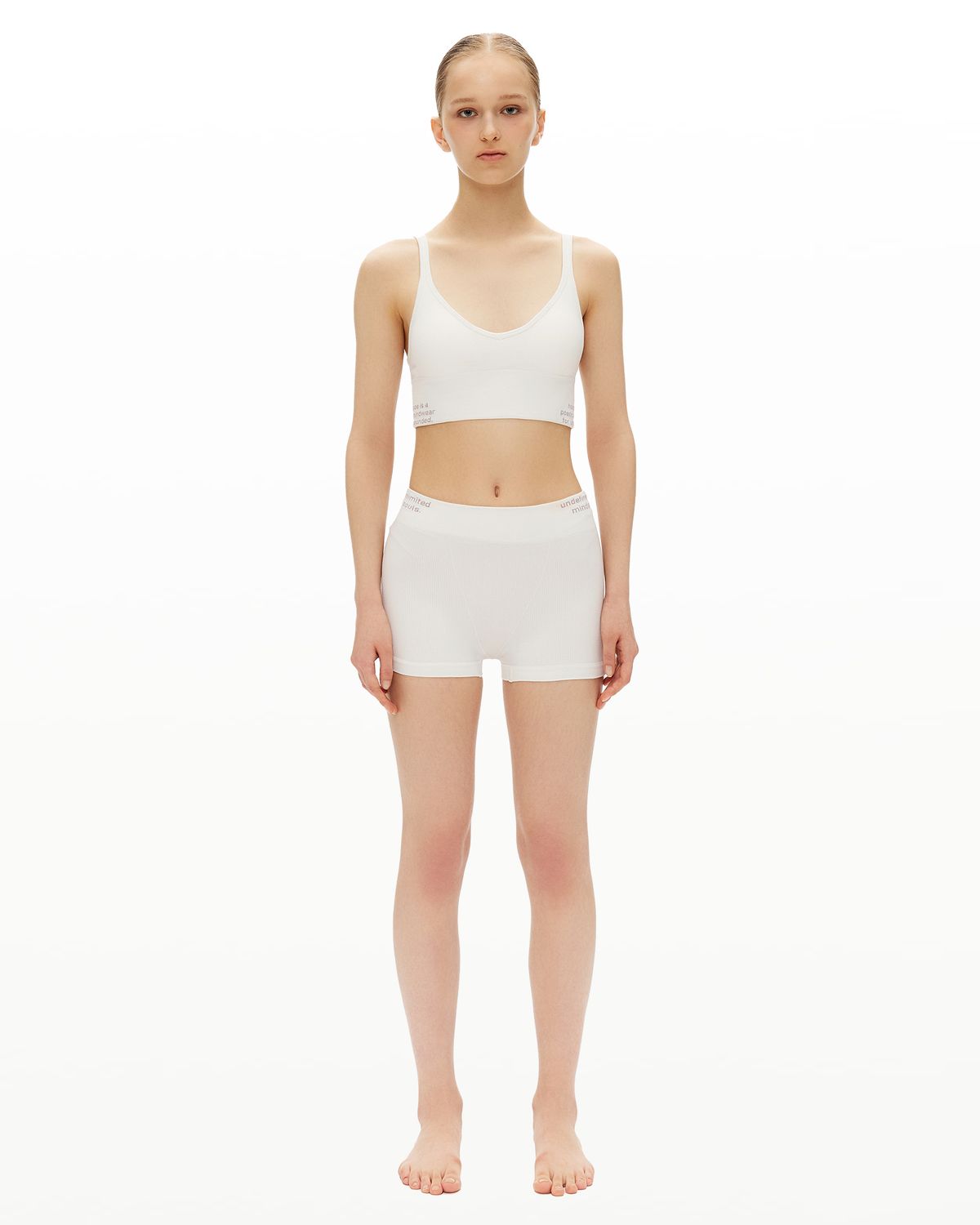 후포(HOOPOE) lettering bralette & boy shorts_pure white