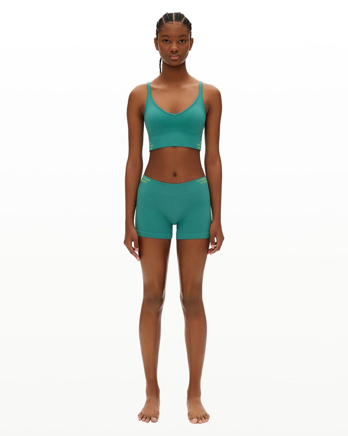 후포(HOOPOE) lettering bralette & boy shorts_porcelain green