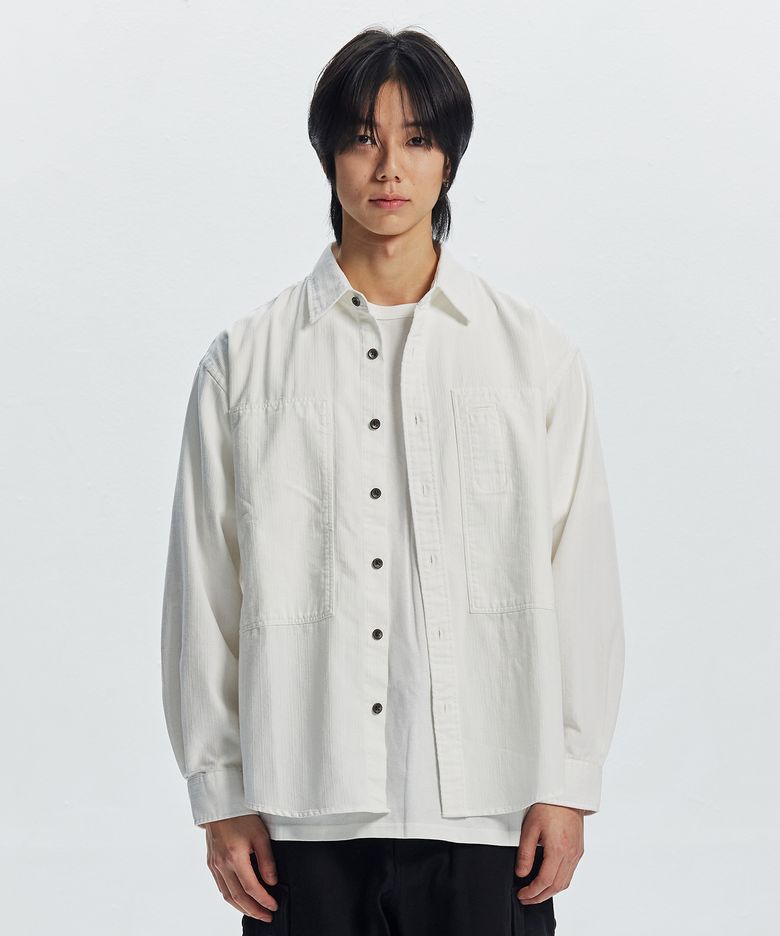 DENIM CARPENTER POCKET WORK SHIRT _ WHITE HBT
