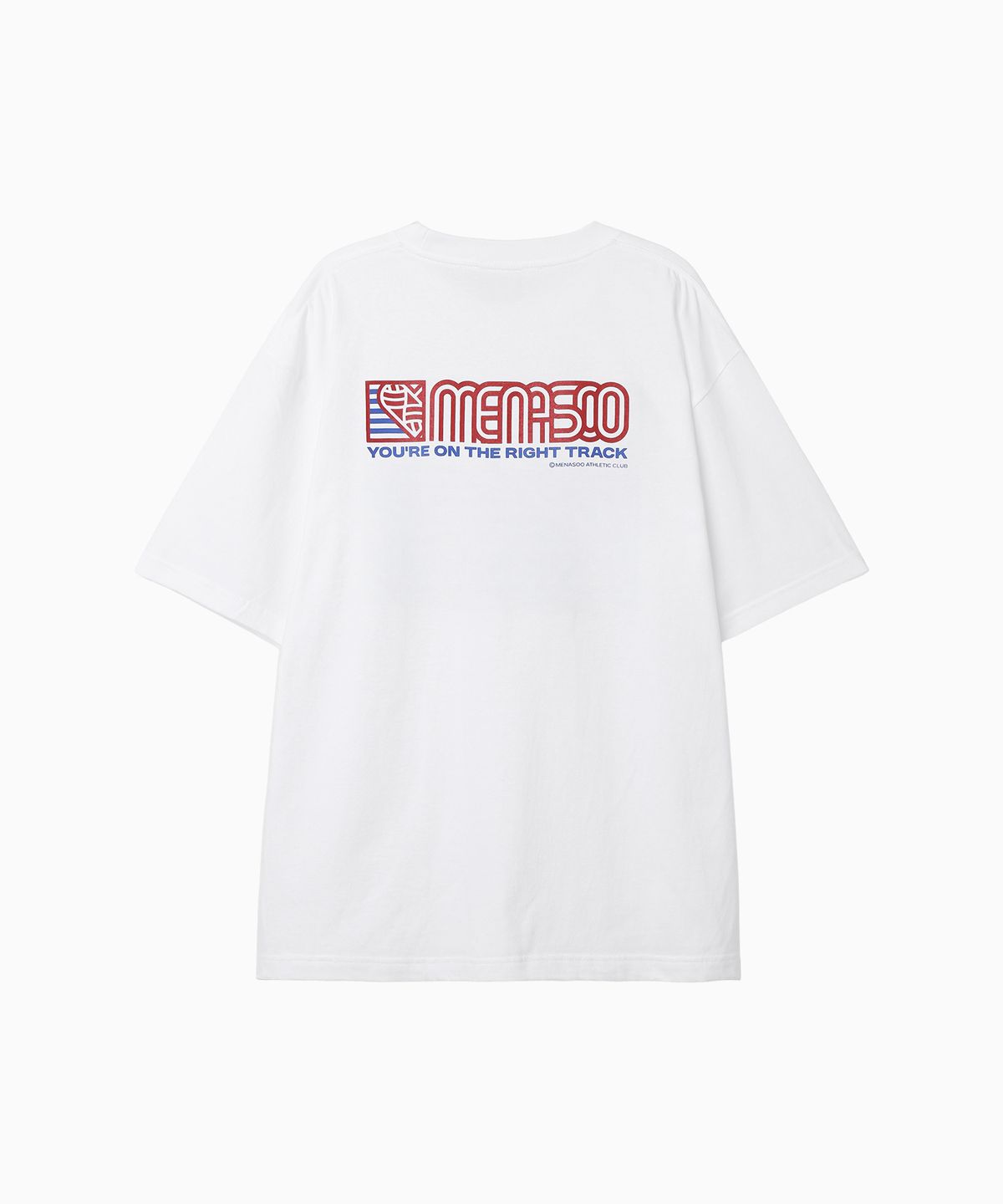 미나수(MENASOO) Squared Hearttrack Graphic T Shirt_White