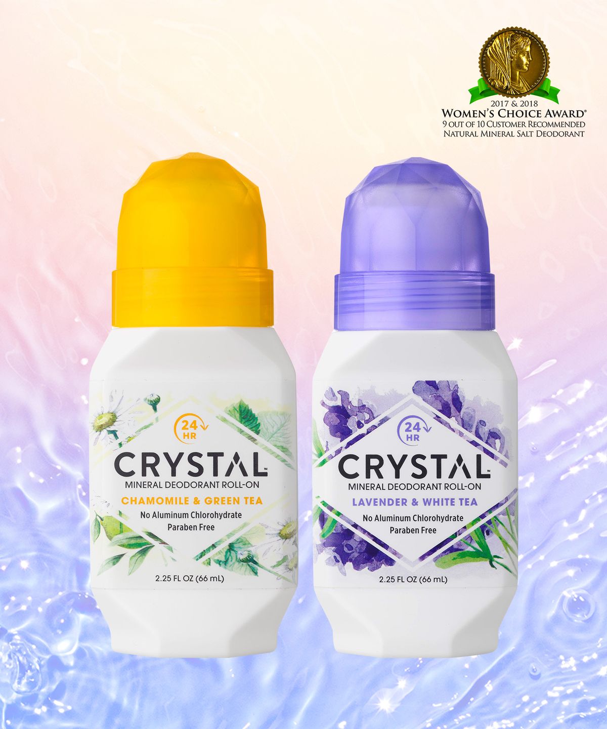 크리스탈(CRYSTAL) 크리스탈 데오드란트 66ml 카모마일&라벤더 롤온 2종