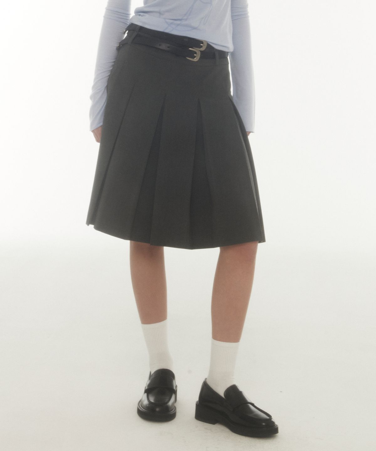 미드나잇 무브(MIDNIGHT MOVE) 2 belt skirt (grey)