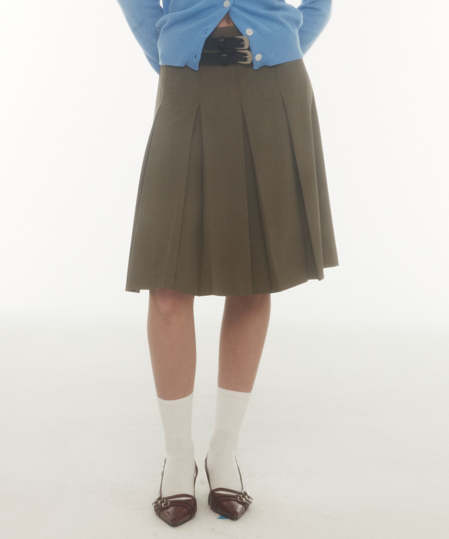 MUSINSA | MIDNIGHT MOVE 2 belt skirt (brown)