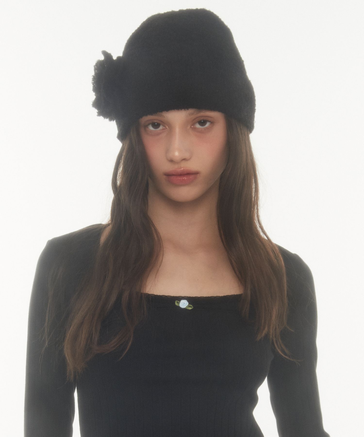◆MIDNIGHT MOVE◆ rose beanie black 25sp101 MUSINSA | MIDNIGHT MOVE rose beanie (black)