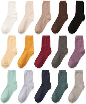 [5팩] 선택형 여성용 컬러풀 데일리 골지 미들 삭스 17컬러