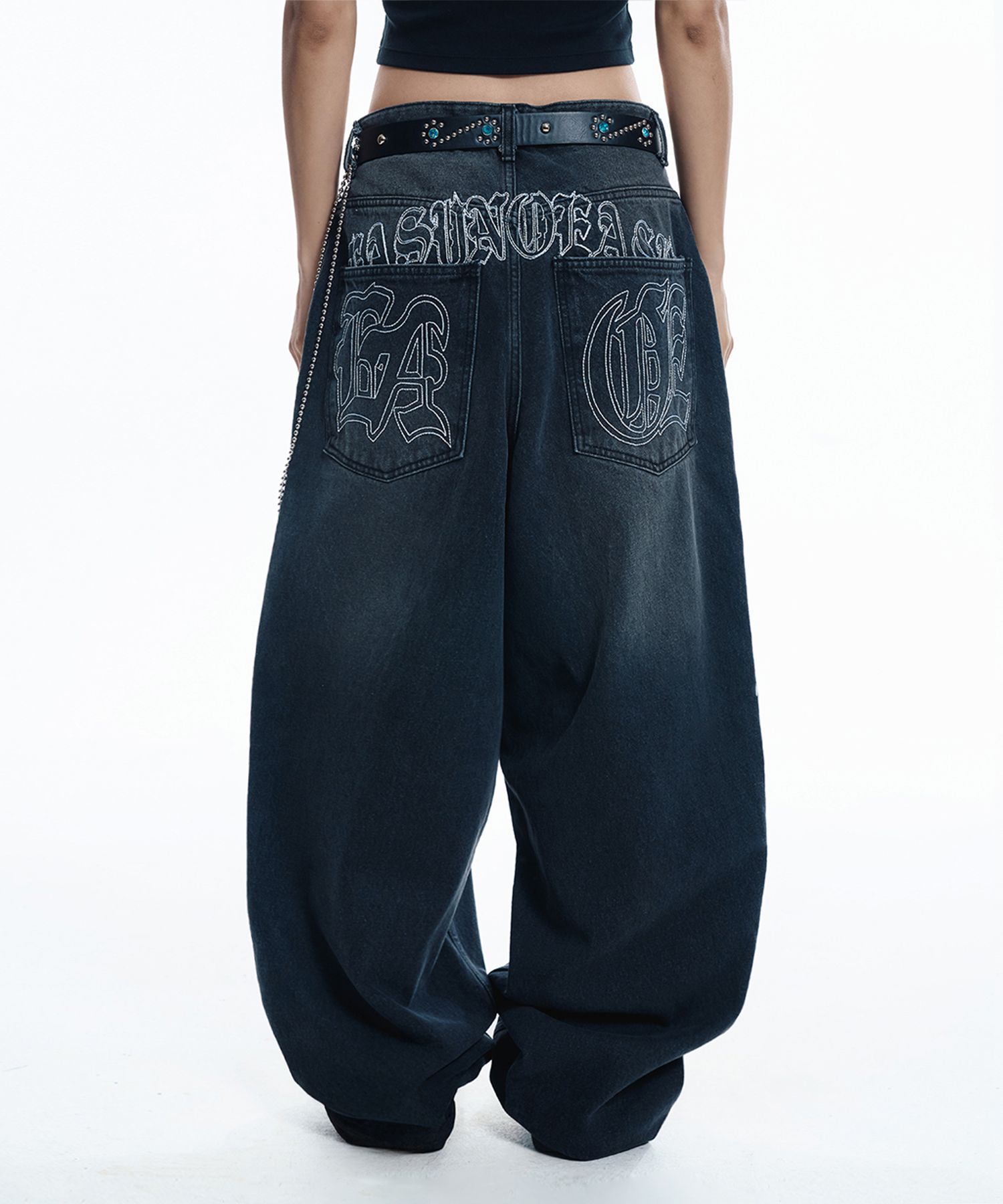 デニム・ジーパン [EASY NO EASY] LETTERING WIDE DENIM PANTS MUSINSA | EASY NO EASY Lettering Wide Denim Pants - Black