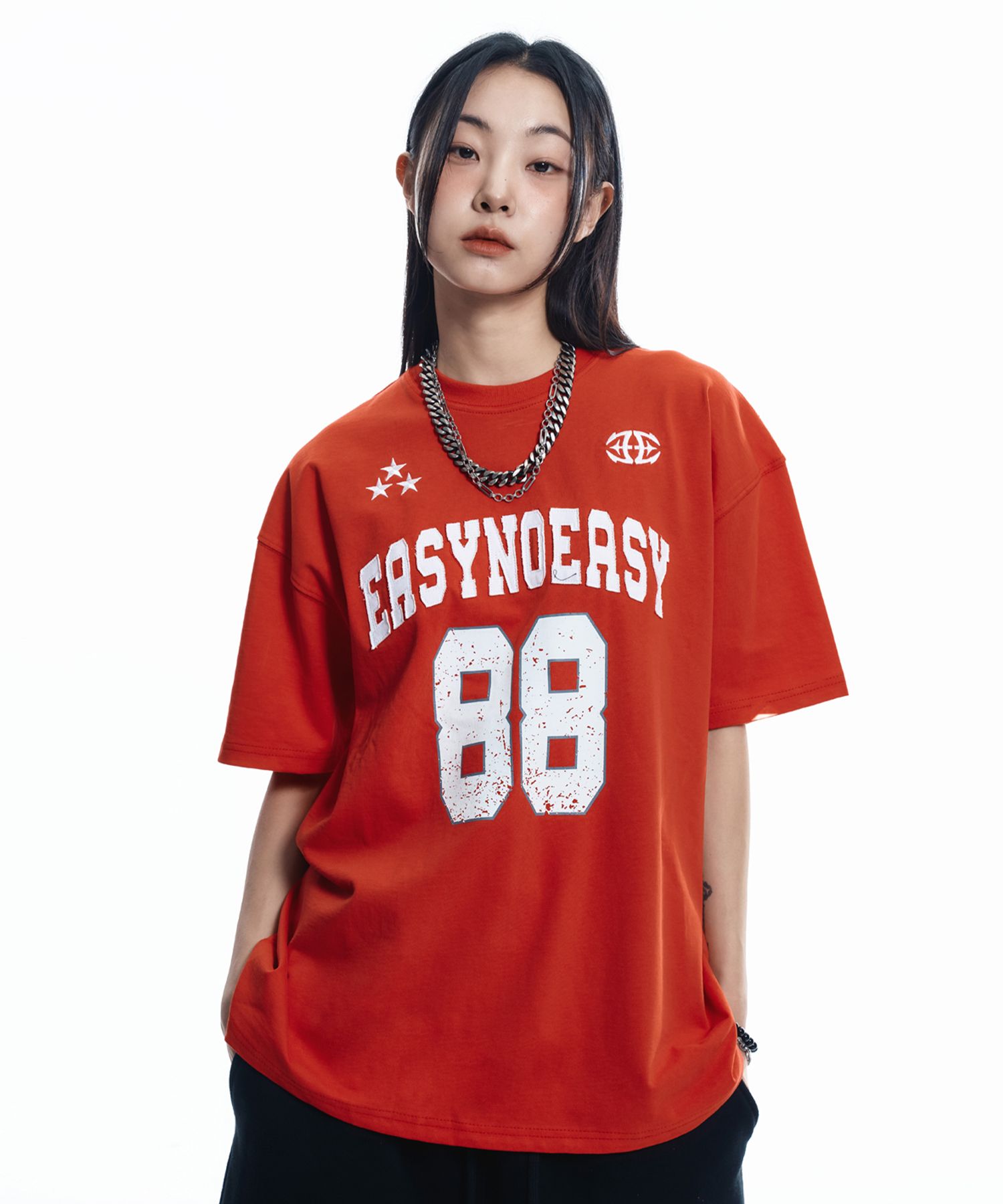 Tシャツ・カットソー [EASY NO EASY] 88 FOOTBALL T-SHIRT MUSINSA | EASY NO EASY 88 Football Short Sleeve T-Shirt - Red