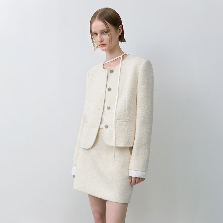 SPRING BOUCLE SET-UP SKIRT(SK-4998)