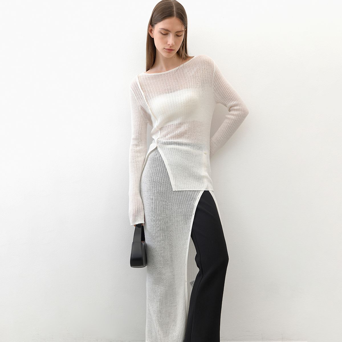 아틀리에 나인(ATELIER NAIN) WOOL SHEER SET-UP KNIT(T-7017)