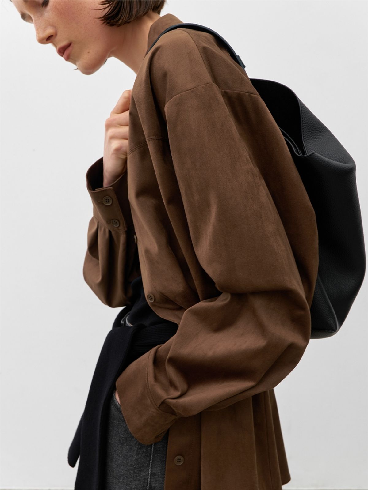 아틀리에 나인(ATELIER NAIN) ESSENTIAL SUEDE BELTED SHIRT S (BL-4306)