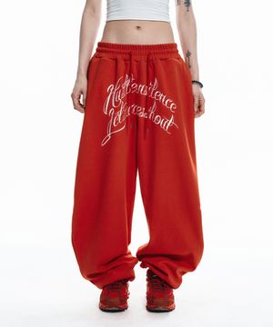 레터링 벌룬 스웻팬츠 - 레드
