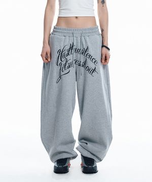 레터링 벌룬 스웻팬츠 - 그레이