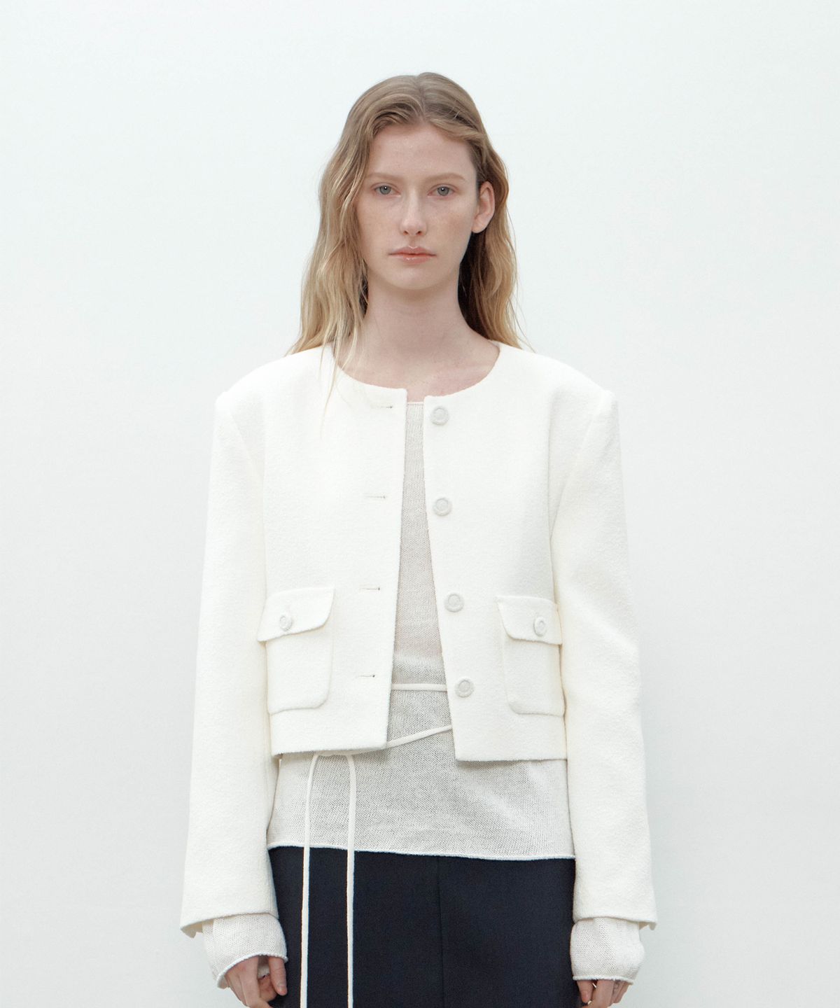 더마고(THEMARGOT) POCKET TWEED JACKET (IVORY)