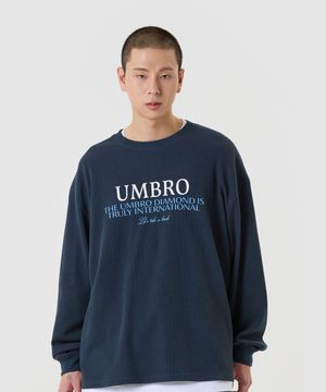 레이트 체크아웃 와플 루즈핏 긴팔 티셔츠 네이비(UQ221CRL49)