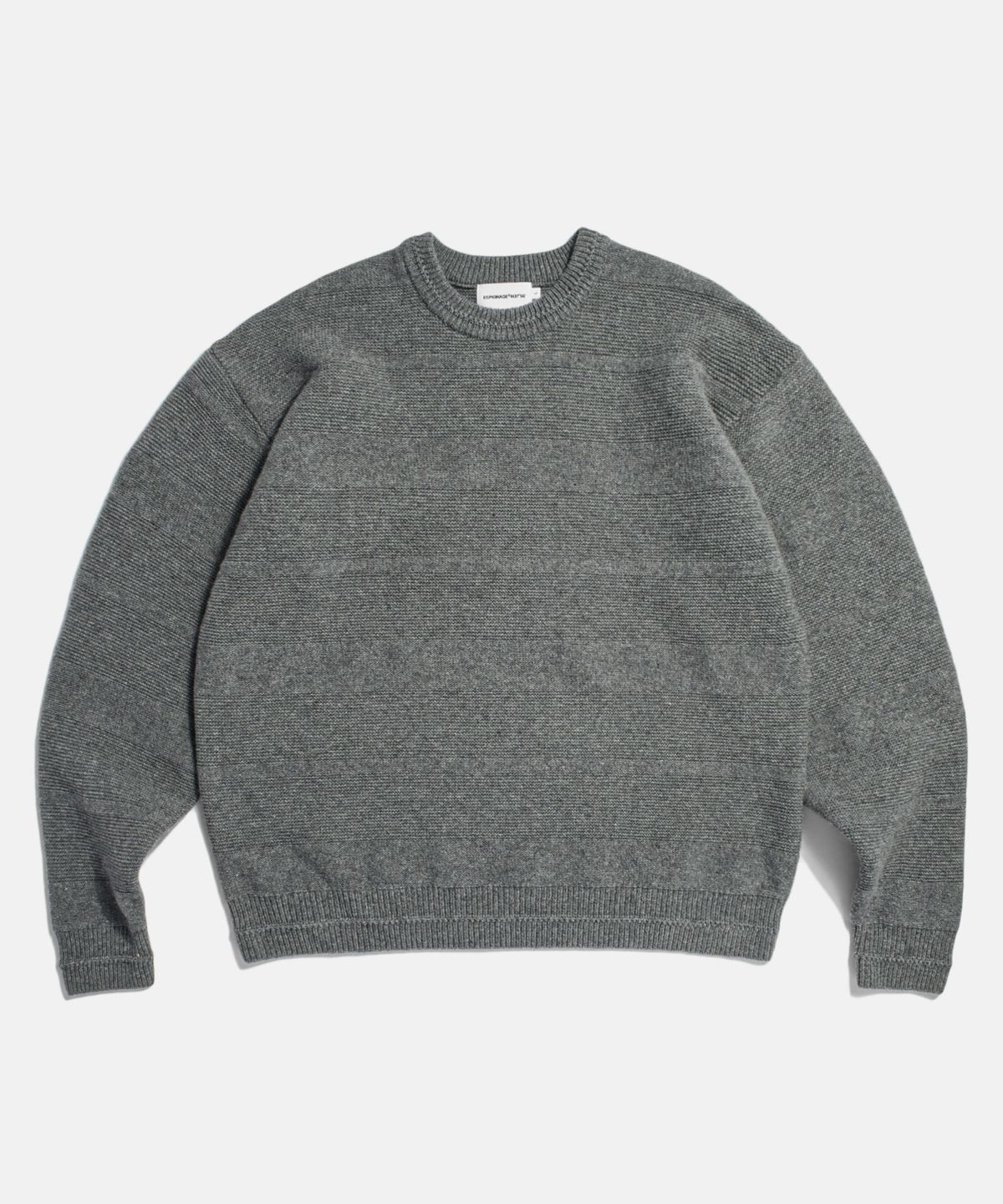 에스피오나지(ESPIONAGE) Solid Stripe Border Knit Sweater Grey