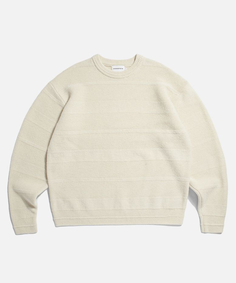 Solid Stripe Border Knit Sweater Ivory