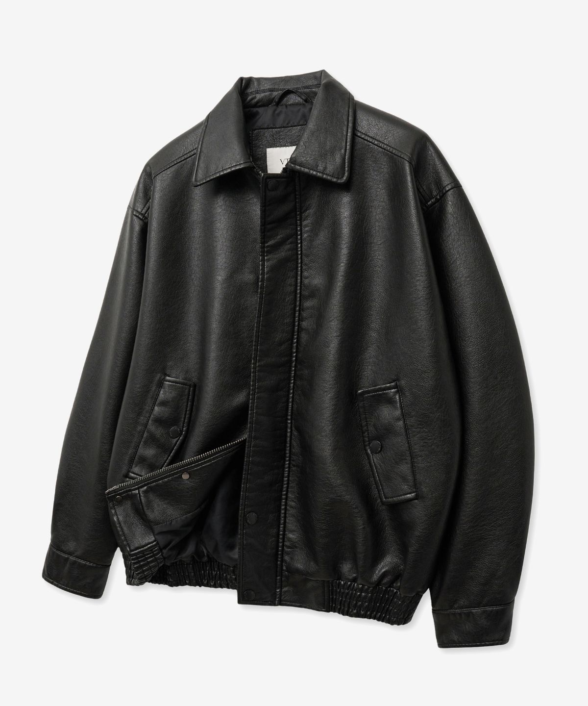 브이투(VTWO) 8262 워시드 오버핏 레더 자켓 (BLACK)