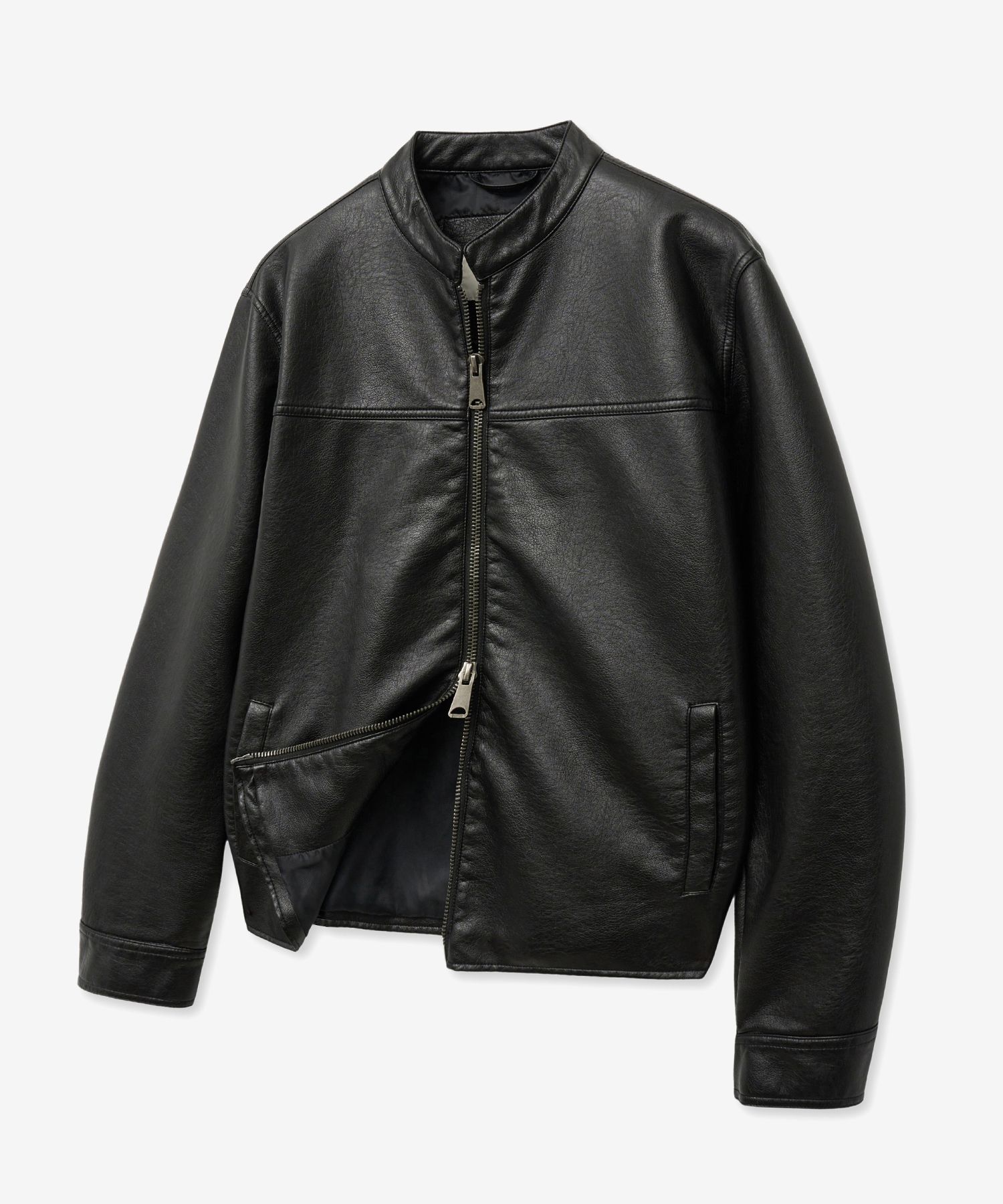 MUSINSA | SUPERSUB Vintage Track Biker Leather Jumper - Black