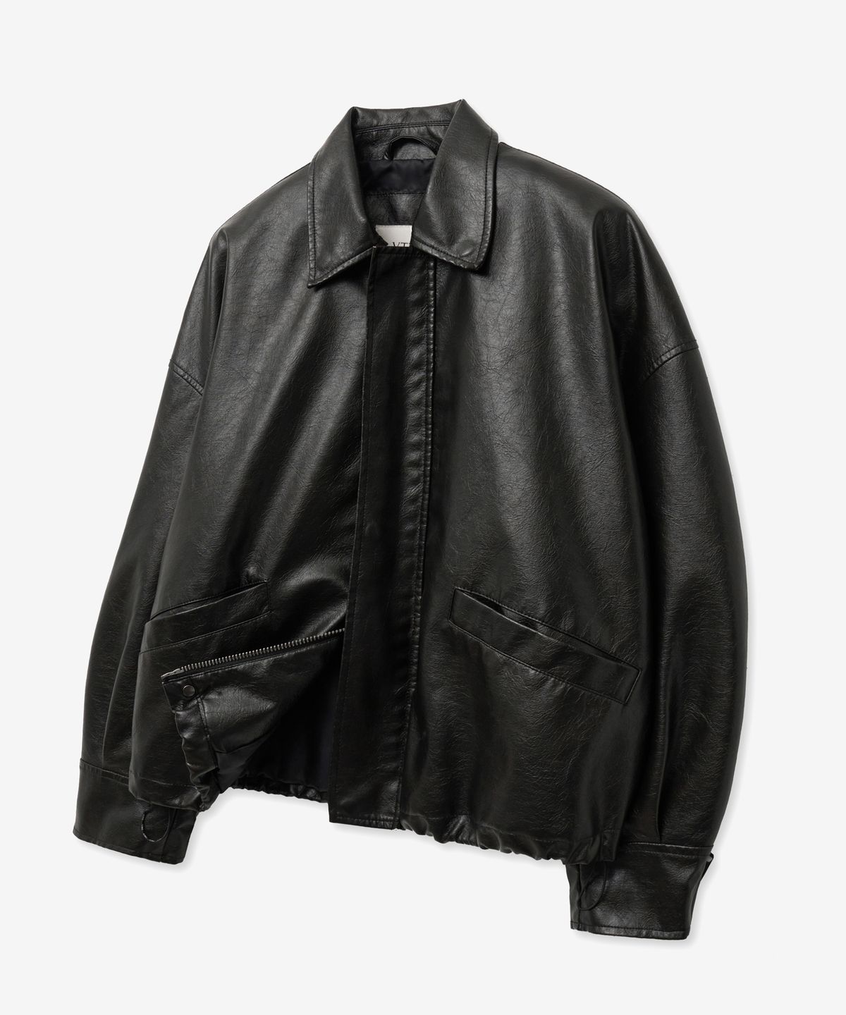 브이투(VTWO) 8249 워시드 레더 오버핏 블루종 (BLACK)