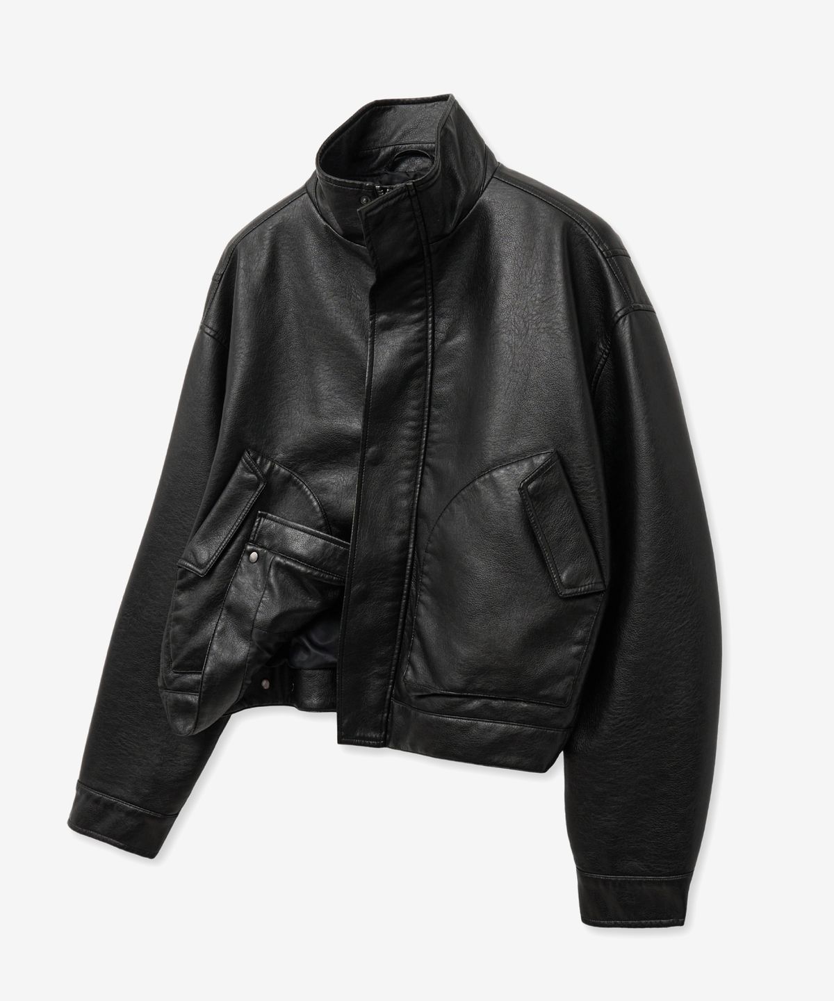 브이투(VTWO) 8248 워시드 레더 블루종 점퍼 (BLACK)