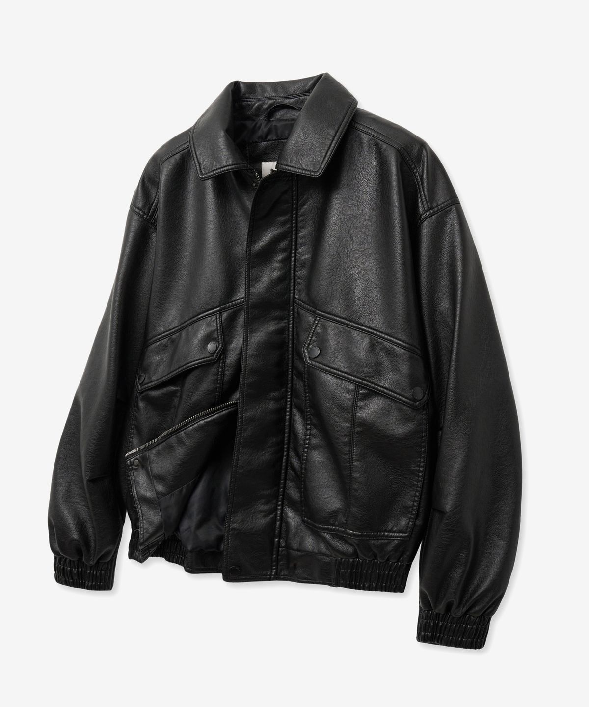 브이투(VTWO) 8239 워시드 레더 봄버 자켓 (BLACK)