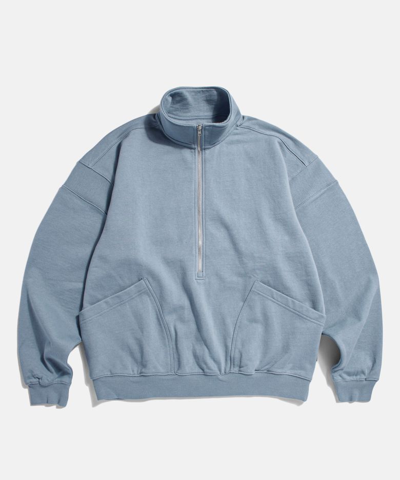 Ribbed Shoulder Sweat Anorak Misty Blue