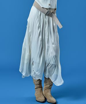 쉬폰 플레어 언발란스 롱스커트 [IVORY] KCL.