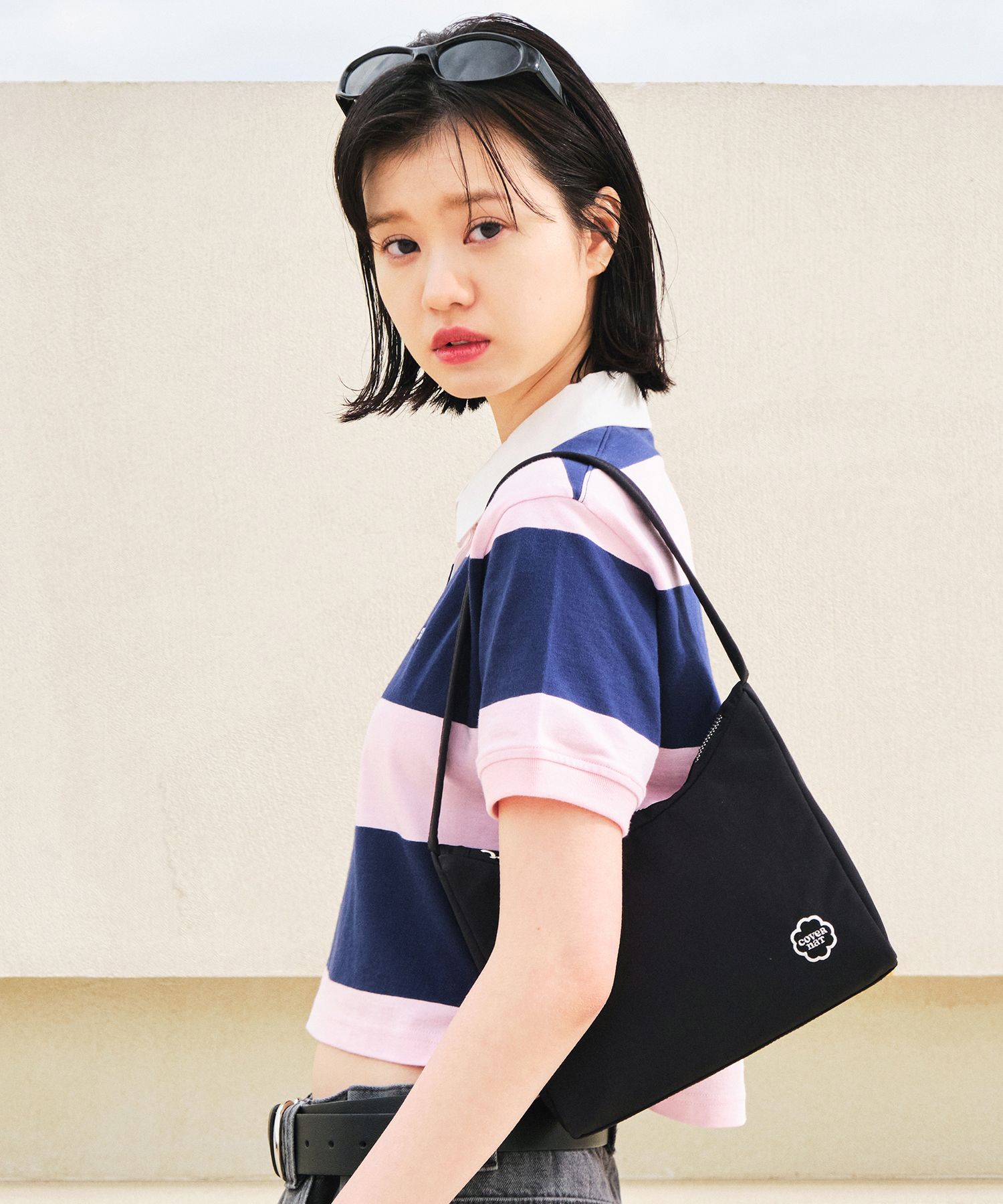 ☆23SS☆【COVERNAT】☆Cloverheart Nylon Hobo Ba.g☆関税込☆ MUSINSA公式 | COVERNAT WOMAN Clover Heart Nylon Hobo Bag Black