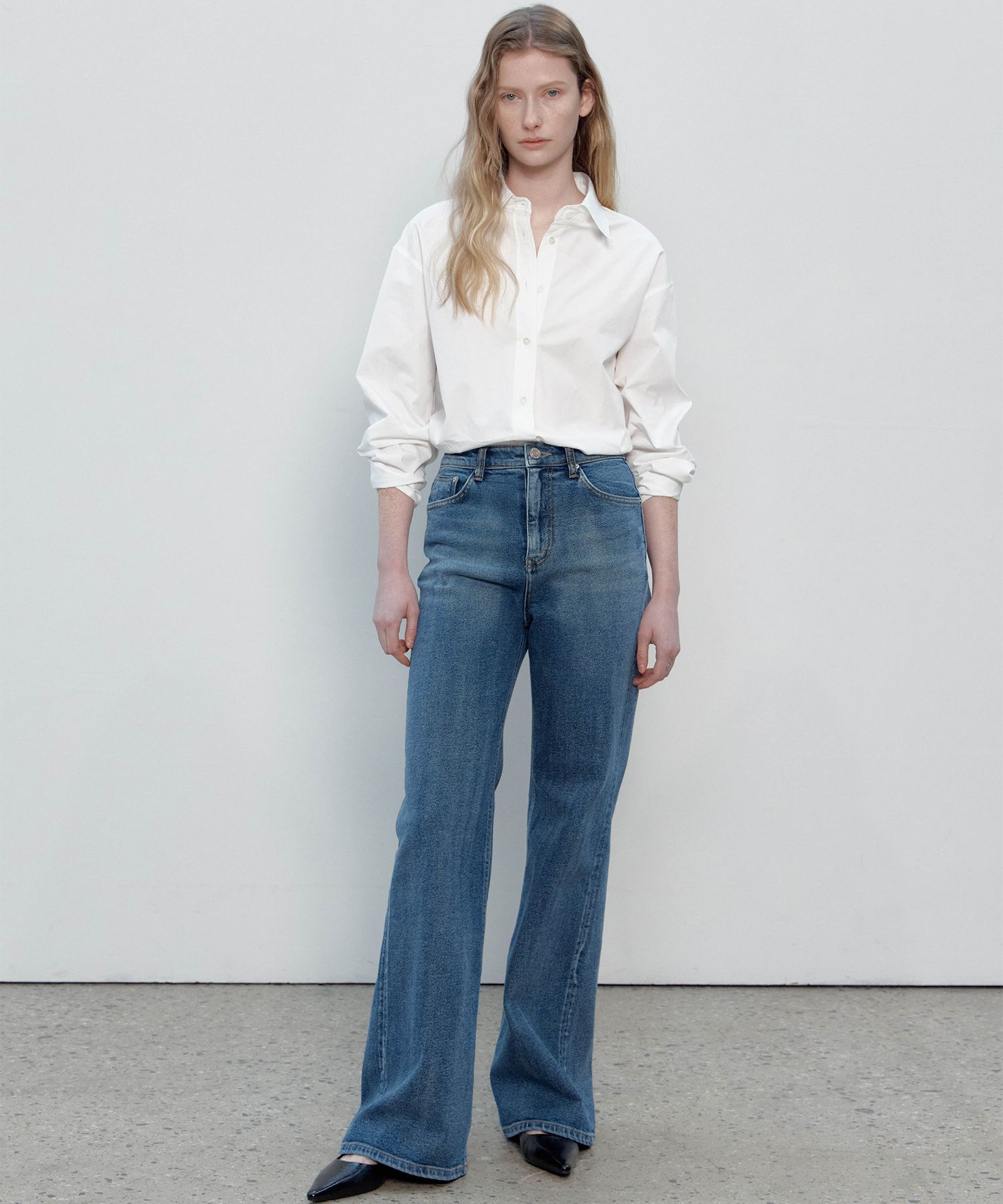 MUSINSA THEMARGOT ALL X-RAY WASHING DENIM (DARK BLUE)