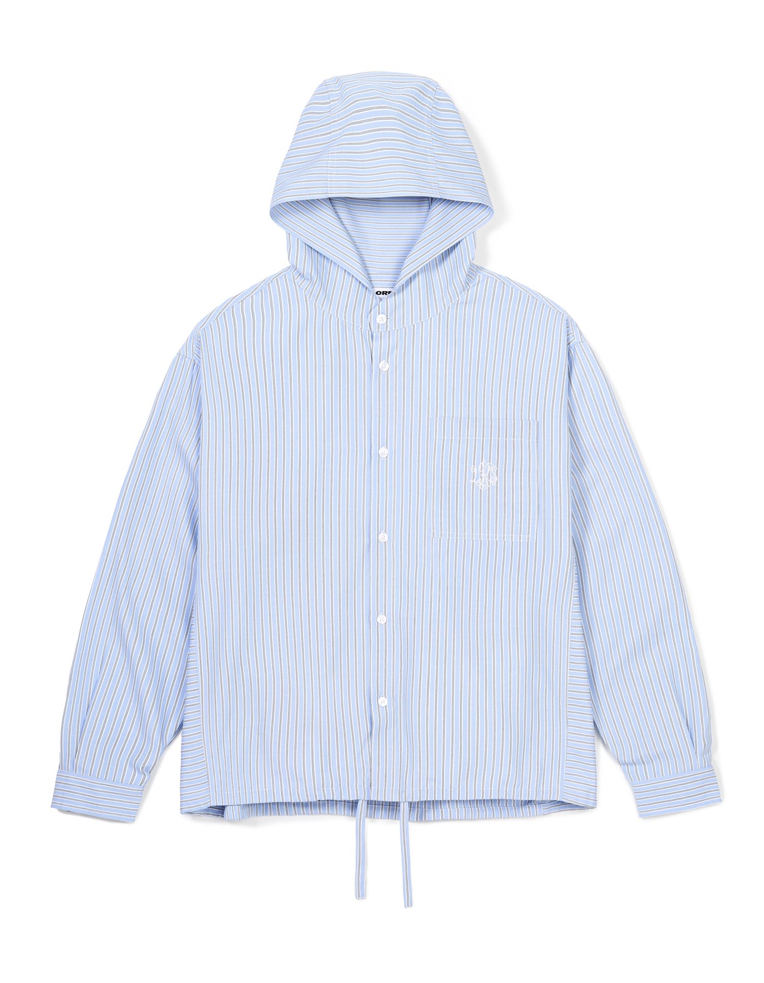 MUSINSA公式 | LORES Hooded Paneled Stripe Shirt - Blue