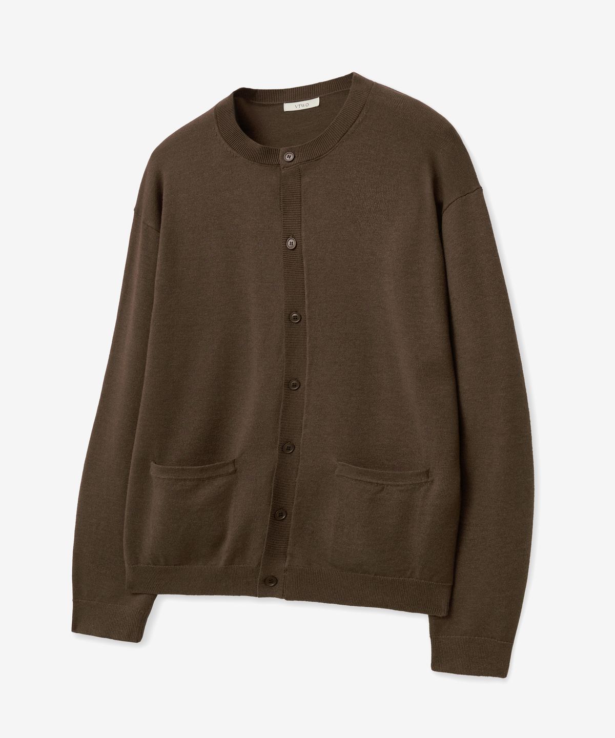 브이투(VTWO) 소프트 라운드 베이직 가디건 (BROWN)