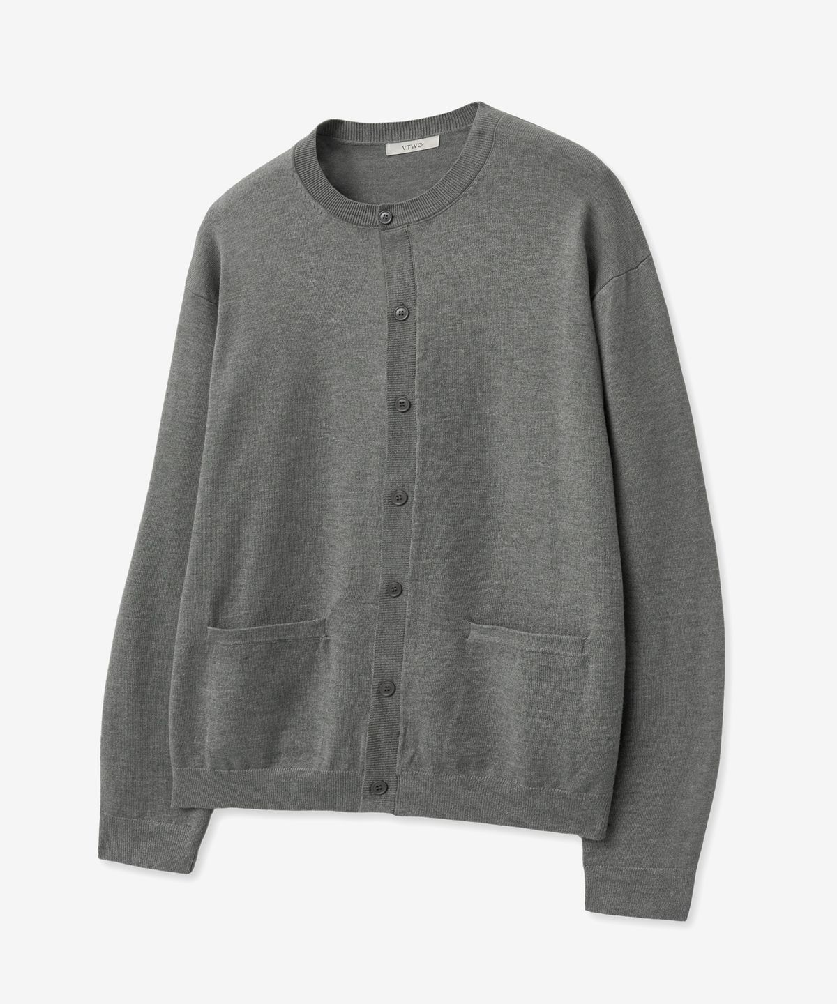 브이투(VTWO) 소프트 라운드 베이직 가디건 (GREY)