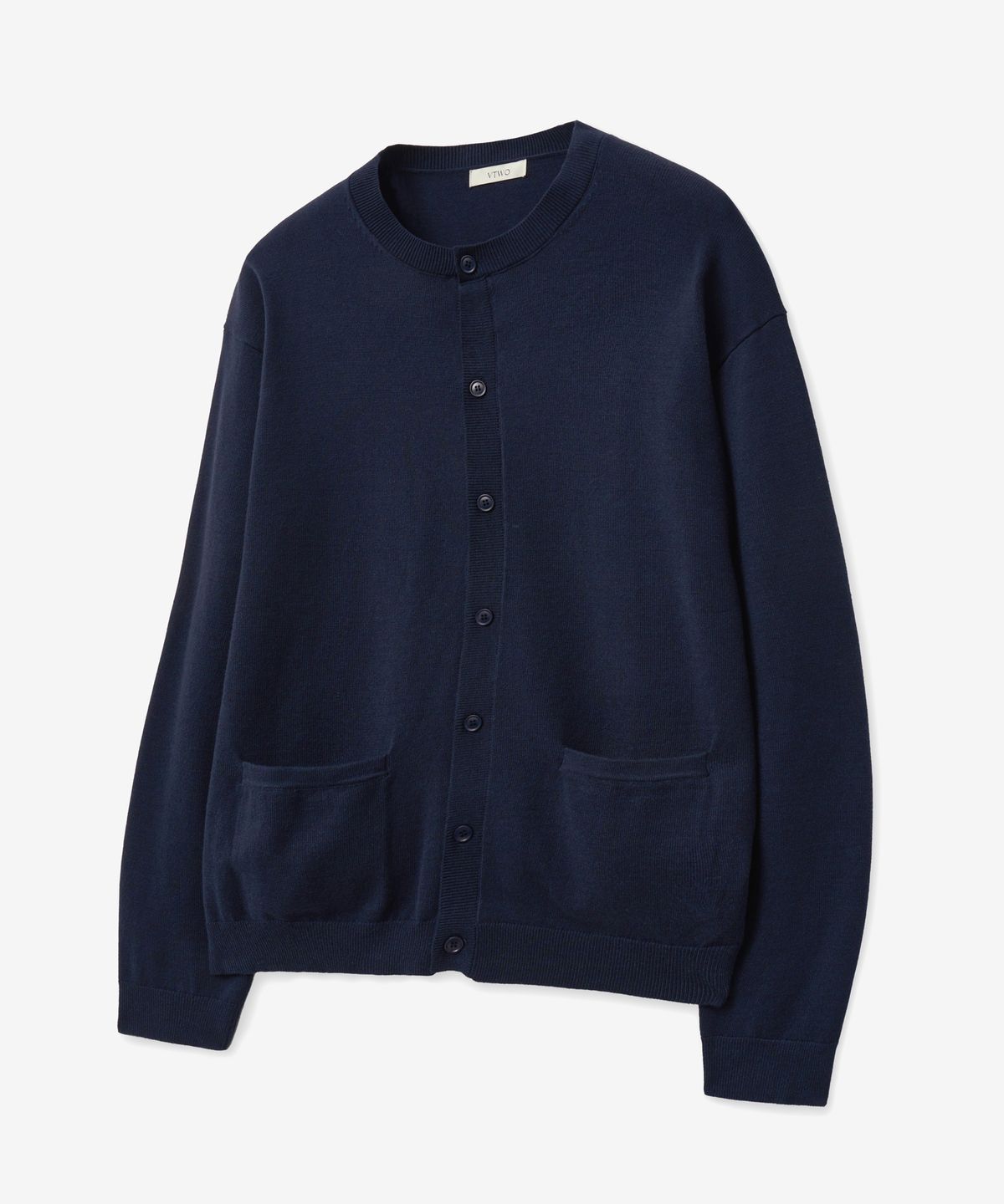 브이투(VTWO) 소프트 라운드 베이직 가디건 (NAVY)