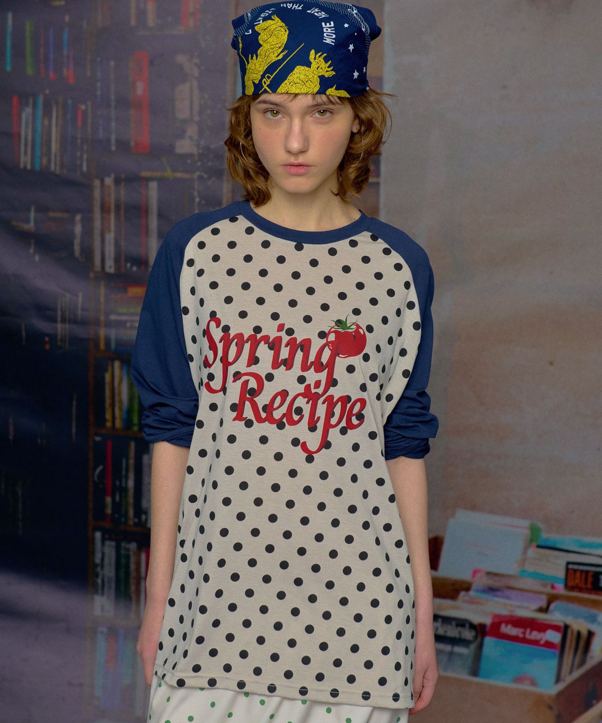 루루서울(LOULOUSEOUL) Spring Recipe T-Shirt (Tomato ver.- Navy )