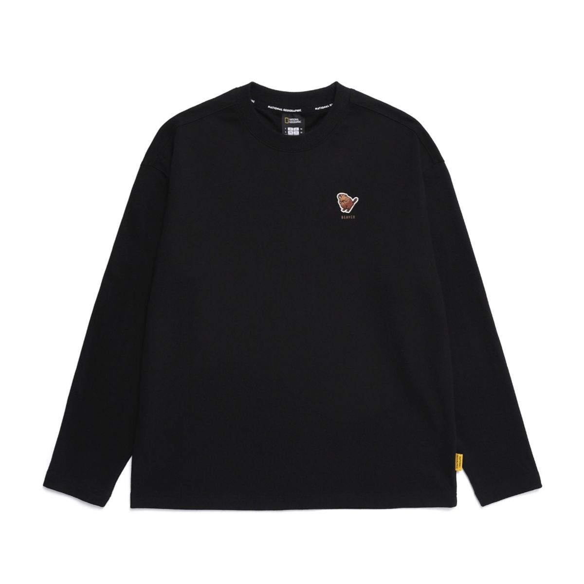 내셔널지오그래픽(NATIONALGEOGRAPHIC) N251UTS951 동물 와펜 세미 오버핏 티셔츠 CARBON BLACK