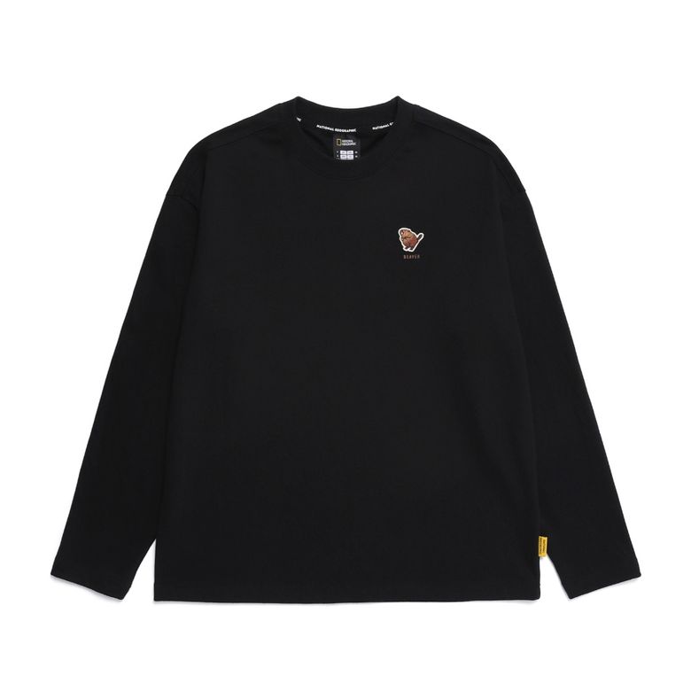 N251UTS951 동물 와펜 세미 오버핏 티셔츠 CARBON BLACK