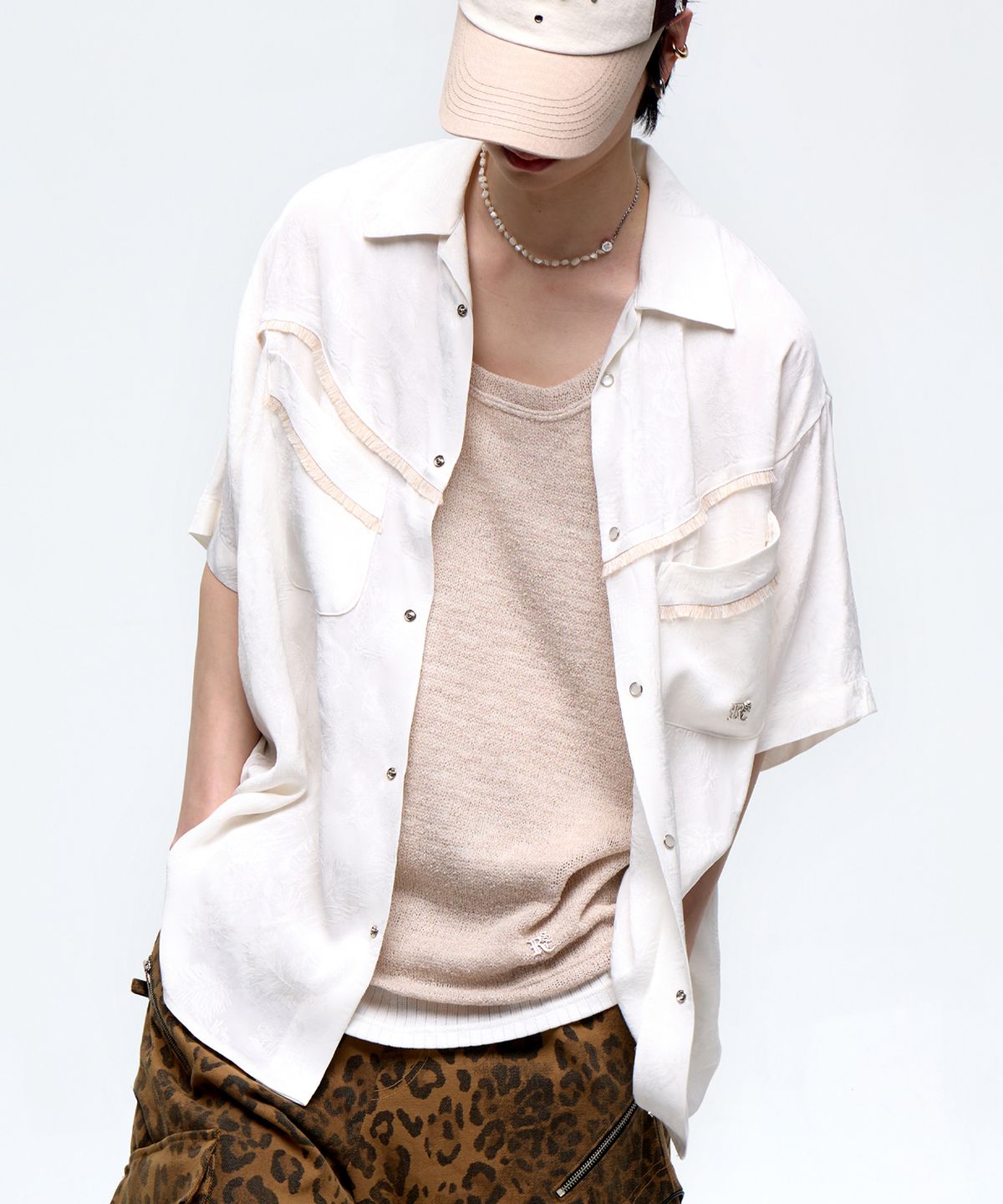 알에스에스씨(RSSC) JACQUARD WESTERN HALF SHIRT - WHITE