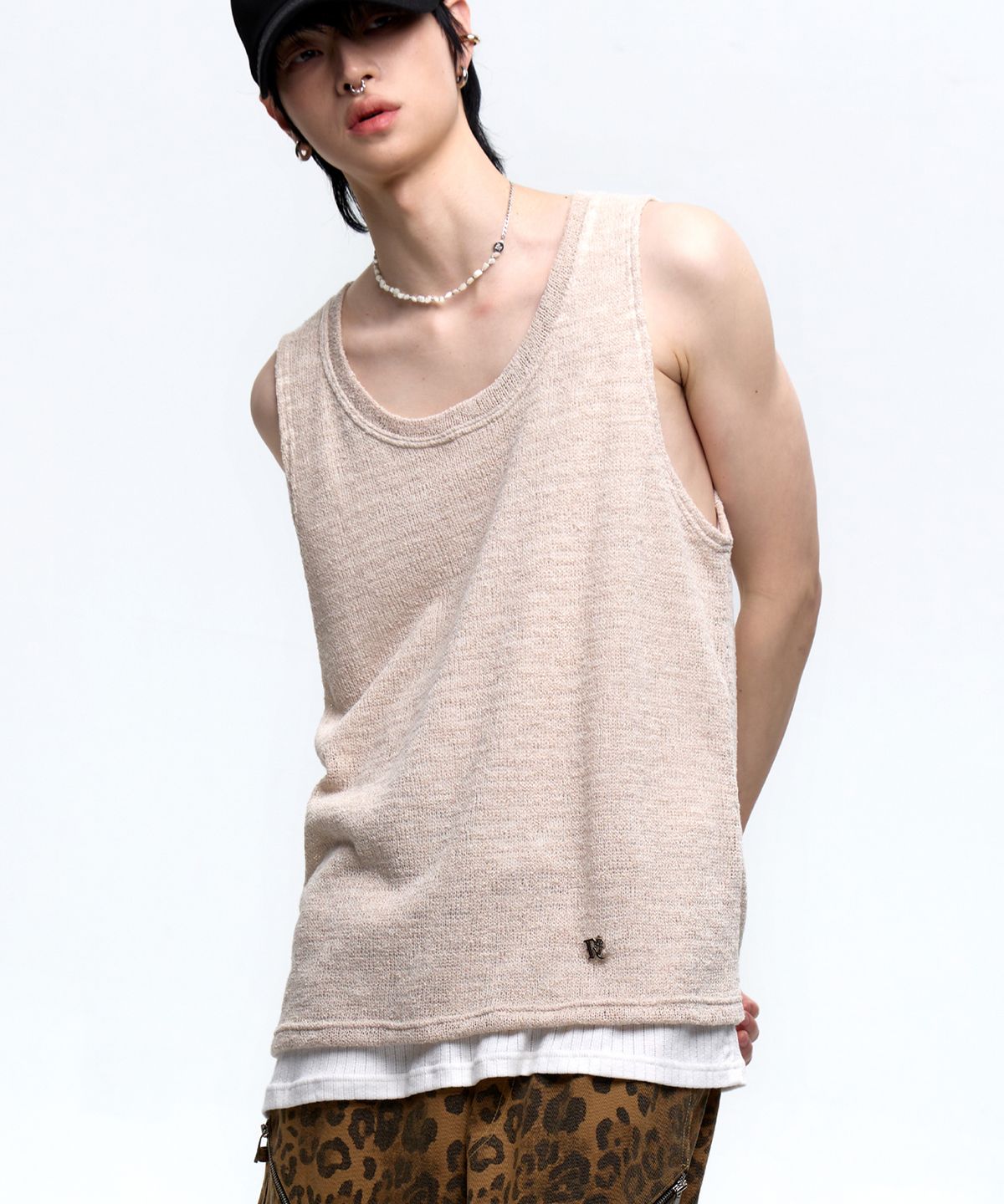 알에스에스씨(RSSC) LAYERED KNIT SLEEVELESS - BEIGE