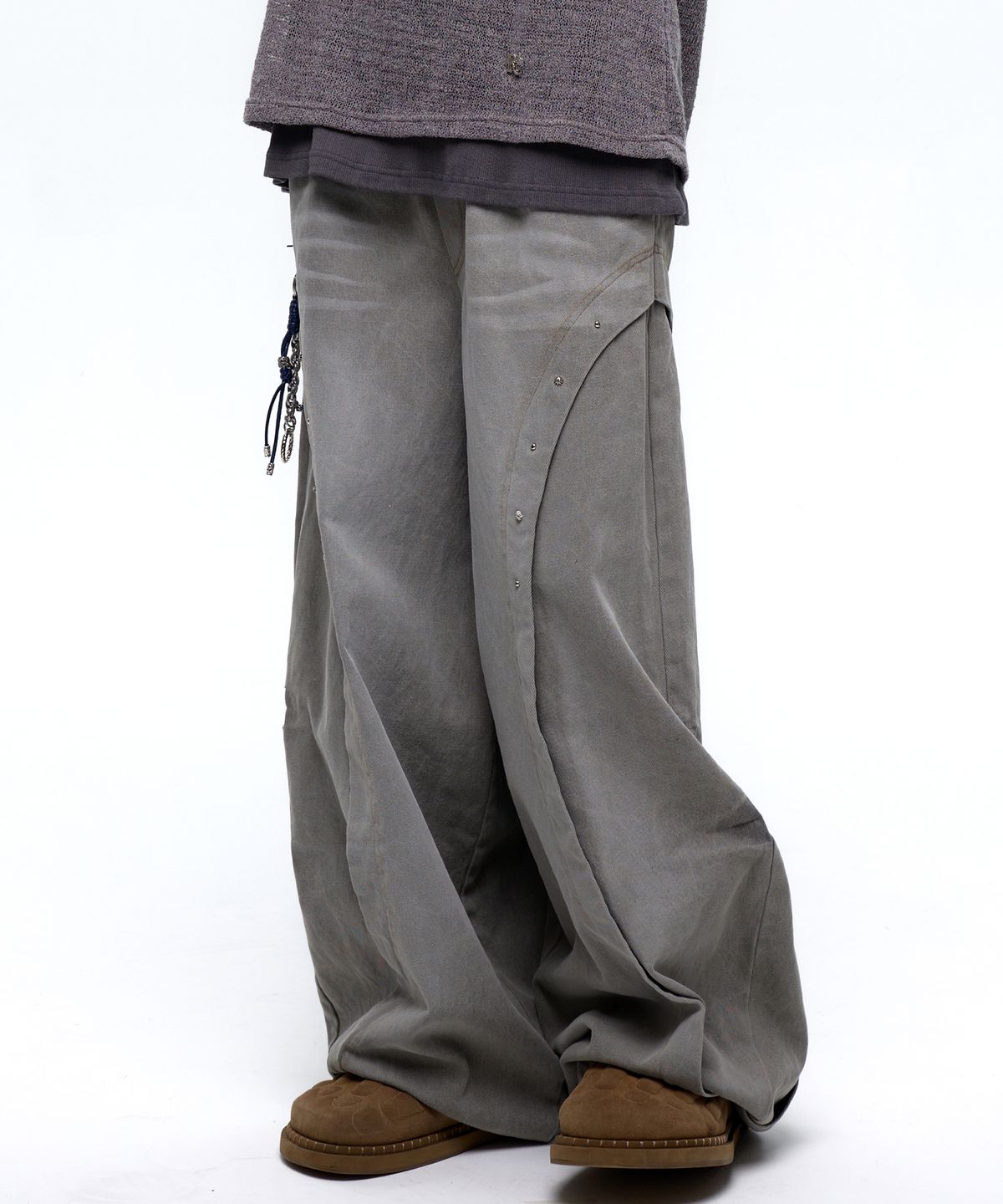 알에스에스씨(RSSC) CURVED INCISION BALLOON DENIM PANTS - GRAY