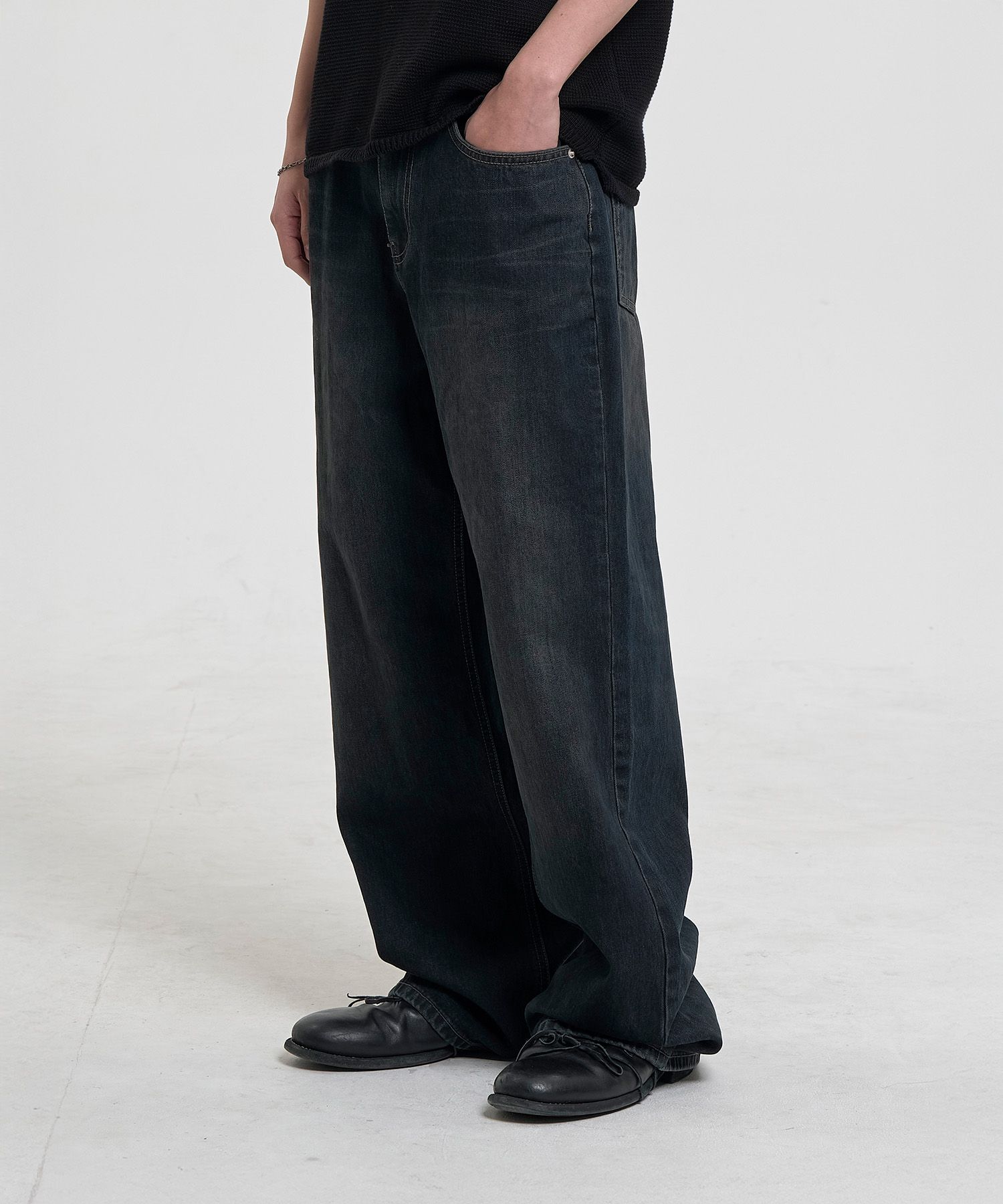 JUAN HOMME ■ Refined Wide Denim Pants デニム パンツ MUSINSA | JUAN HOMME Refined Wide Denim Pants (Dark Blue)