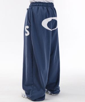 로고 아플리케 스웨트 팬츠[다크블루]