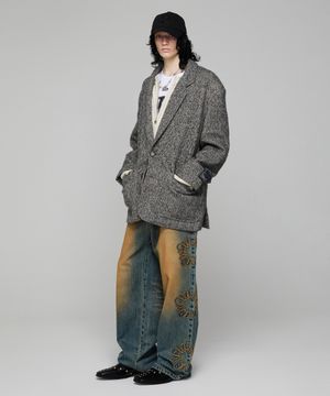 무궁 아플리케 워시드 데님 팬츠_인디고