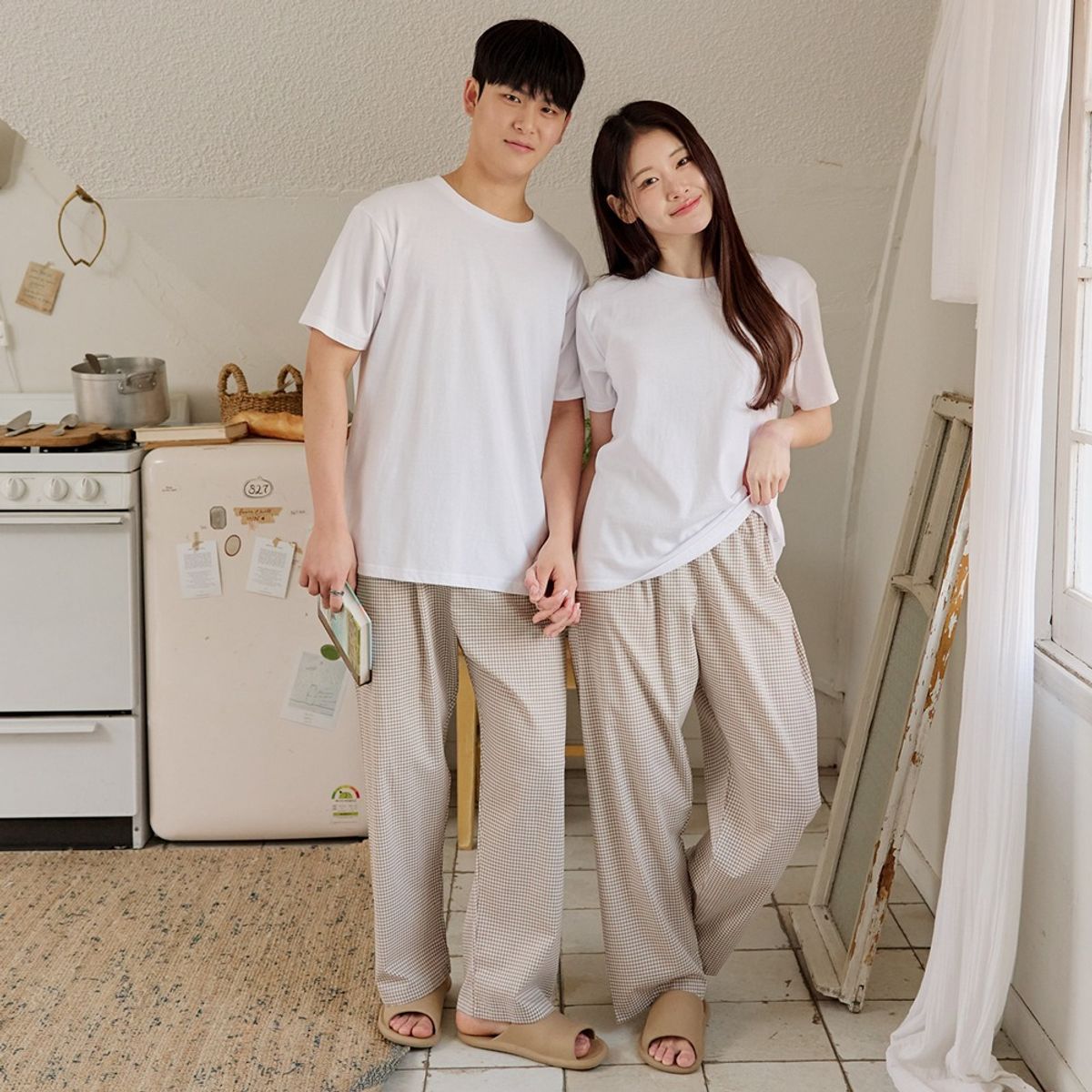 찌니야(JJNIYA) 공용 로얄 순면 9부잠옷바지