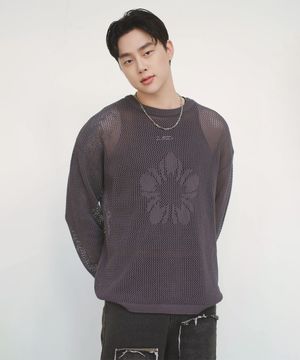 무궁 크로셰 니트 풀오버_차콜